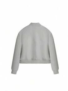 OUTTA BOX Elegante Luxus Baseball Jacke, kurzer Bomber für Sommerabendpartys & Abschluss. Schicke Oberbekleidung für Urlaub & gesellige Anlässe. - Hellgrau - Übersicht 6