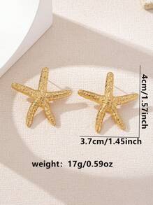1 对独特时尚海洋风格海星耳环，锌合金材质，适合女性 - 适合日常佩戴、海滩度假、派对等场合