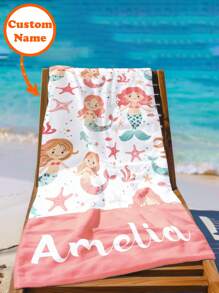 Personalized Kids Beach Towel,Summer Birthday Gift For Kids,Summer Vibes,Girls Beach Trip,Custom Beach Towel,Swimming Pool,Beach Decor,Multi-Functional,Ornamental,Letter,Stylish,Modern,Colorful,Cute,Adorable,Casual,Custom,Personalised,Unique,Customized,Ideal Gifts For Him,Ideal Gifts For Her - Multicolor - View 4