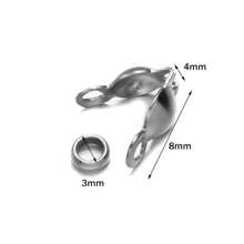 100 Stücke/Los Edelstahl Quetschperlen Kappen Knoten-Abdeckungen Muschel Umklapp-Perlen-Kappen mit Endkappen für Schmuckherstellung Kunsthandwerk DIY