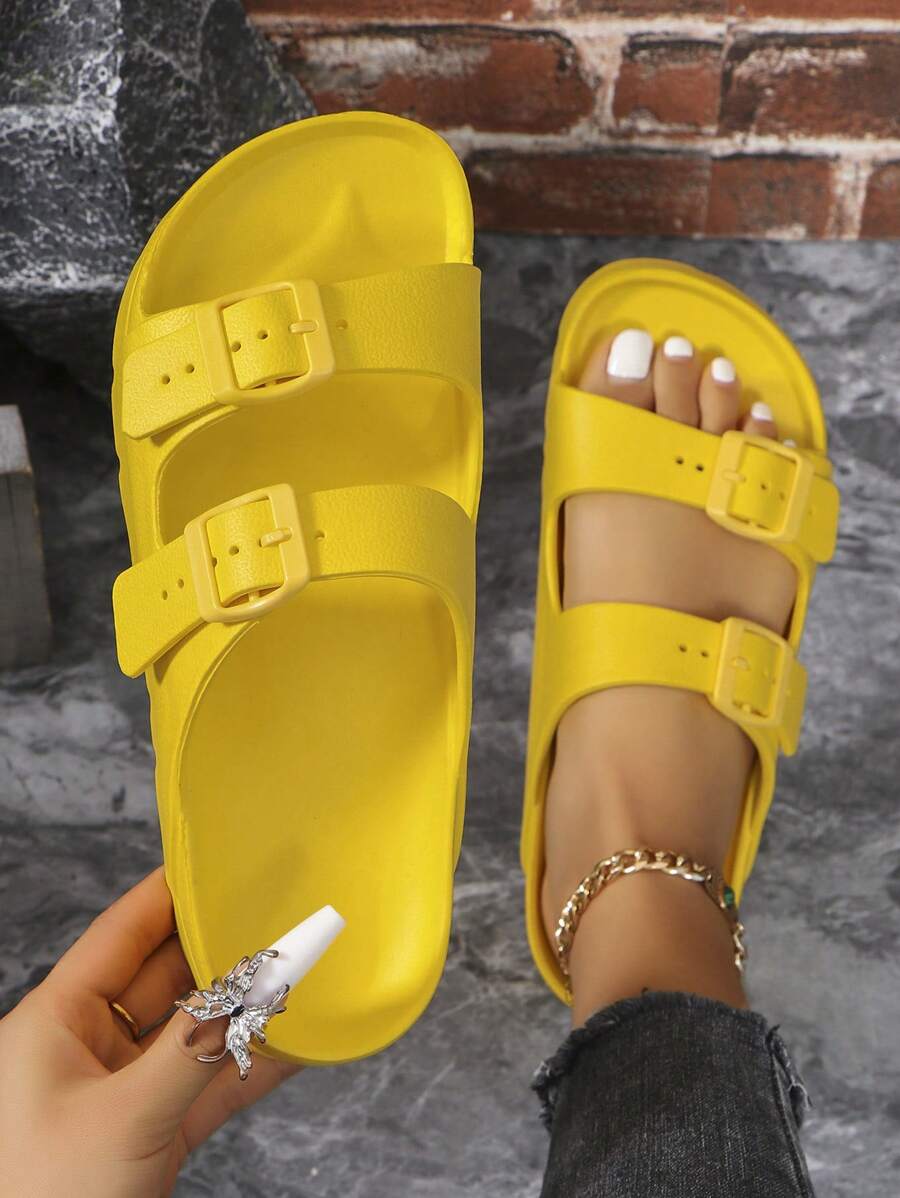 2025 New Spring/Summer Plus Size Women's Fashionable Outdoor/Casual/Indoor Slip-Resistant Anti-Odor Buckle EVA One-Piece Soft Lightweight Comfortable Versatile Outdoor Sports Sandals