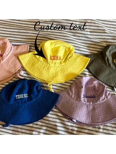 1pc Customized Children's Summer Hats, Personalized Embroidered Children's Sun Hats, Customized Summer Hats Children's Hats , Children's Sun Hats And Sun Hats For The Seaside And Beach, Personalized Name Gifts, Birthday Gifts For Children, Summer Gifts