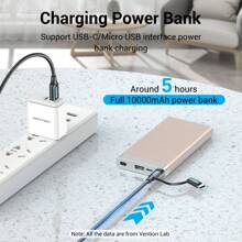 Cable de teléfono VENTION Cable USB 2 en 1 de carga rápida de 60 W, cable de datos USB A a Micro-B/USB-C de 3 A y 480 Mbps, material de TPE y PVC compatible con Samsung Galaxy S10 S9 Plus, bancos de energía, Android, tabletas, portátiles, HDD, primer cable de carga múltiple compatible con iPhone, , OnePlus, Samsung Galaxy S7/HTC, Android, Kindle, , cámara, MP3 Tipo C, Micro-USB - Negro - Ver 6