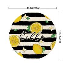 4pcs/6pcs/8pcs/Set Yellow Lemon Theme Placemats, 14 Inch Round Spring/Summer Holiday Table Mats Suitable For Party, Kitchen, Dining Room Decor