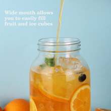 Tomnk 3/6pcs Glass Canning Jar Pitcher With Lid - Wide Mouth, 2 Quart (64 Oz) - Heavy Duty Leakproof - Sun Tea & Iced Tea Pitcher, Cold Brew Coffee, Milk Storage, Beverage Container - Clear - View 9