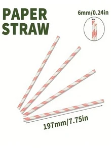 25/100 قشاطة مخططة باللون الوردي والأزرق الفاتح، أقطار 6 مم، قشاطات ورقية مخططة كرتونية جميلة بطول 197 مم - خيار مثالي لحفلات أعياد الميلاد والزفاف والذكرى السنوية وعيد الأم والمستلزمات المدرسية