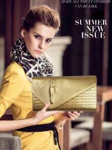 Luxury PU Leather Crossbody Bag, Fashion Versatile Women's Tote Handbag, Crocodile Pattern Clutch Bag - Gold - View 5