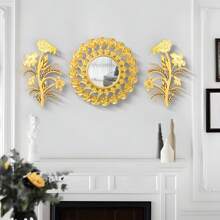 3/1 pezzi Specchio decorato con rose floreali creative, elegante decorazione da parete, ornamento appeso per mobili, adatto per soggiorno, bagno, camino, decorazione murale fai-da-te