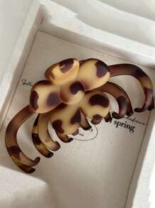 1pc Elegant Leopard Print Claw Clip, Large Size High-Quality Floral Hair Clip, Stylish Headpiece Hair Clips Hair Jaw Clip Hair Clamps Hair Clutch Hair Catcher Clip Fall Winter Flower Hair Accessories For Women For Vacation Outfits Woman - Coffee - View 4