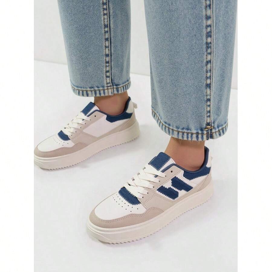 White Blue Women's Comfortable Versatile Casual Sneakers - White Blue - View 1