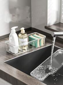 1/2pcs Sponge Stand For Kitchen Sink, Self-Draining Kitchen Sink, Tableware Sponge Organizer, With Removable Rag Rack, Bathroom Soap Dispenser Brush Holder Storage - Multicolor - View 3