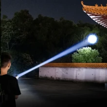 Ultra Powerful LED Flashlight USB Rechargeable Super Strong High Power Flashlight Torch Waterproof Zoomable Lantern Long Shot Hand Lamp - Black - View 9