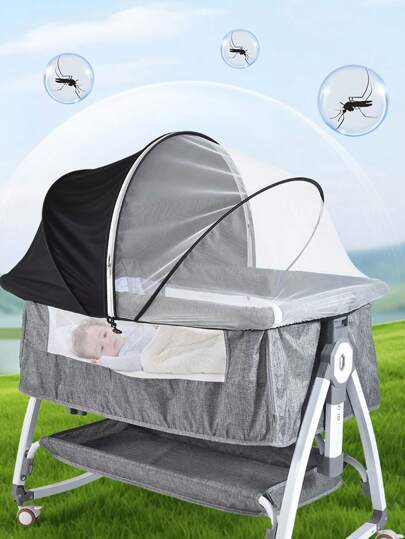 1pc Baby Crib Mosquito Net, Cradle Bed Mosquito Net, Multi-Functional Portable Nursery Crib Mosquito Tent, Sunshade For Outdoor Use
