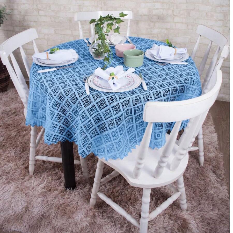 JCM Kitchen Lace Round Tablecloth 1.40 Cm Diameter - 藍色 - 查看 1