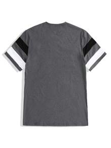 New Men's Summer Colorblock T-Shirt, Comfortable Casual Sports Fitness Running Beach Holiday Basic Crew Neck Short Sleeve Top, Daily Wear