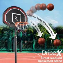 Professional Basketball Hoop Height Adjustable Portable Outdoor Free Standing Basketball Stand Net Set System 1.6M-2.1M With Wheels - Black - View 2