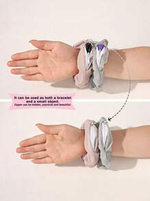 Scrunchies con cremallera, funda de almacenamiento de diadema multifuncional - Scrunchie con bolsillo con cremallera oculta - Anillo de pelo de unicolor minimalista con espacio de almacenamiento secreto para objetos pequeños, accesorio de pelo versátil para adolescentes y adultos, banda elástica de tela