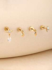 925 Sterling Silver Stud Flat Back Cartilage Helix Piercing Stud Earring Perfect For Daily Wear/Party/Gift Bridal Jewelry Fine Jewelry