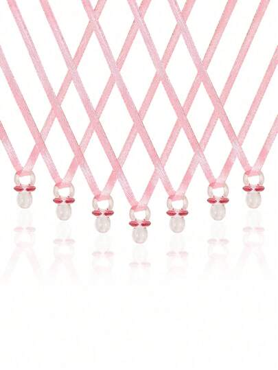 50 piezas Collar con chupetes para baby shower, chupetes acrílicos para favores y decoraciones de fiesta de baby shower, decoraciones y regalos para la fiesta de baby shower, color rosado