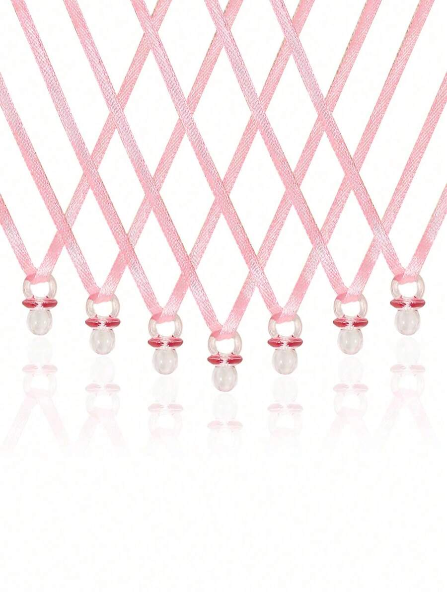 50pcs Baby Shower Pacifiers Necklace Acrylic Baby Pacifiers Party Favors Pacifiers Charm Pacifiers Necklace For Baby Shower Party Decorations Table Scatter, Pink Baby Shower Family Decorations Gifts - Multicolor - View 1