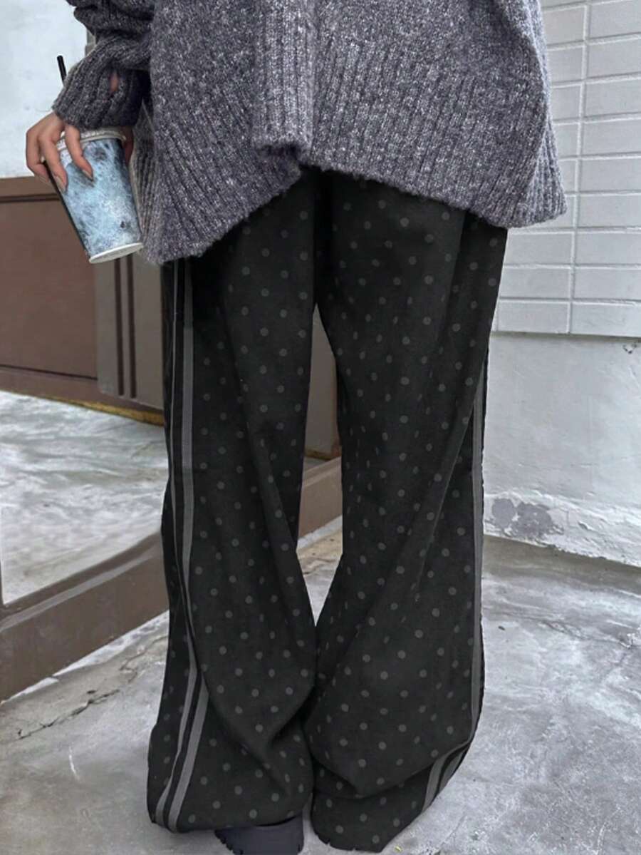 2025 Summer Women's Casual High Waist Polka Dot Straight Leg Slacks, Flattering And Versatile