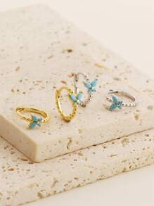 1 Pair 2pcs Cute S925 Silver Butterfly Stud Earrings With Rhinestones, Delicate Sweet Women Jewelry, Birthday Gift