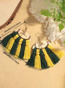 1 Pair Bohemian Football Tassel Bow Earrings, Suitable For Sports Season Wear