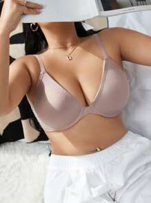 Plus Solid Underwire Bra - Mauve Purple - View 3