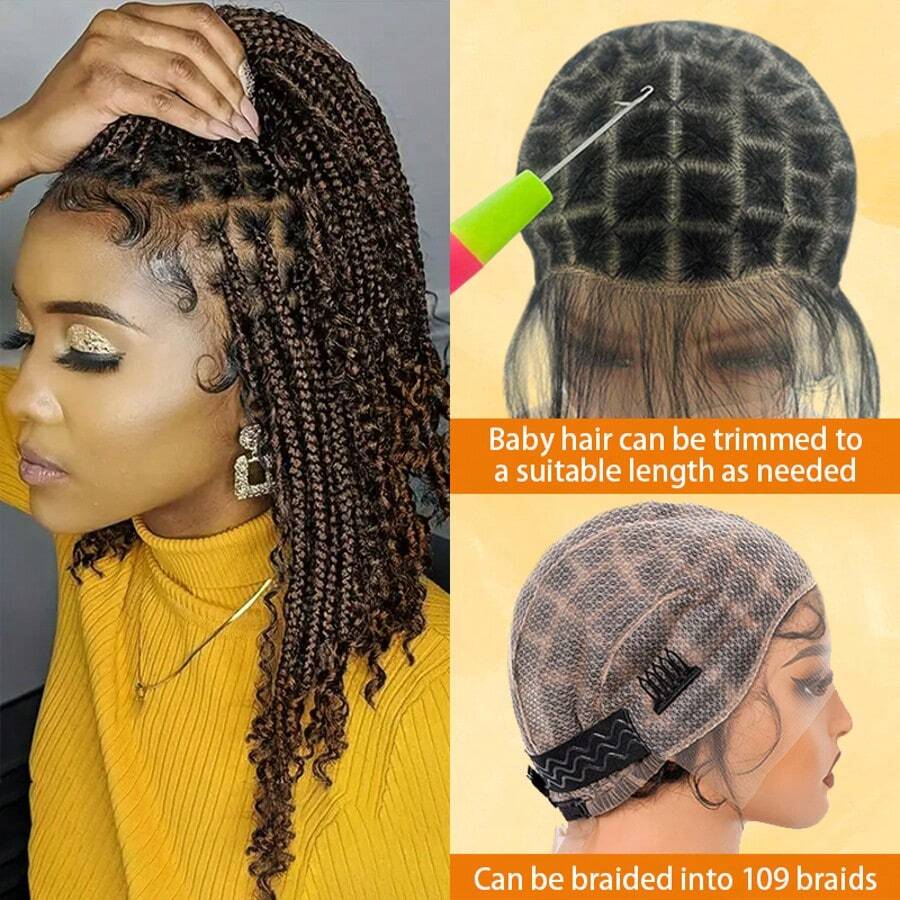 DWNSEN DIY Weaving Three Piece Set Double Full Lace Crochet Wig Caps With Natural Knots And Baby Hair Quick For Wig Making, Breathable HD Lace Braided Cap For Crochet Braids, Glueless Hair Net With Bangs Gift Crochet And Nylon Hairnet - 109 sections - 查看 1