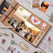 Our Adventure Book Scrapbook Photo Book Embossed Lettering Retro Style Up Movie Anniversarys Scrapbook Album For Couples, Weddings, And Travel Memories Anniversaries, Birthdays, Christmas - Màu nâu Sô-cô-la - Xem 6