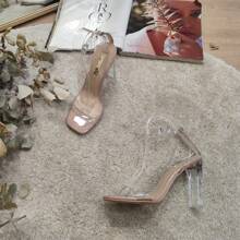 Bequeme Damen High Heel Schuhe, schmeichelhaft, vielseitig, nicht ermüdend, ideal für Dates, geeignet für alle Jahreszeiten und Trägerinnen, modische transparente High Heels - NACKT - Übersicht 2