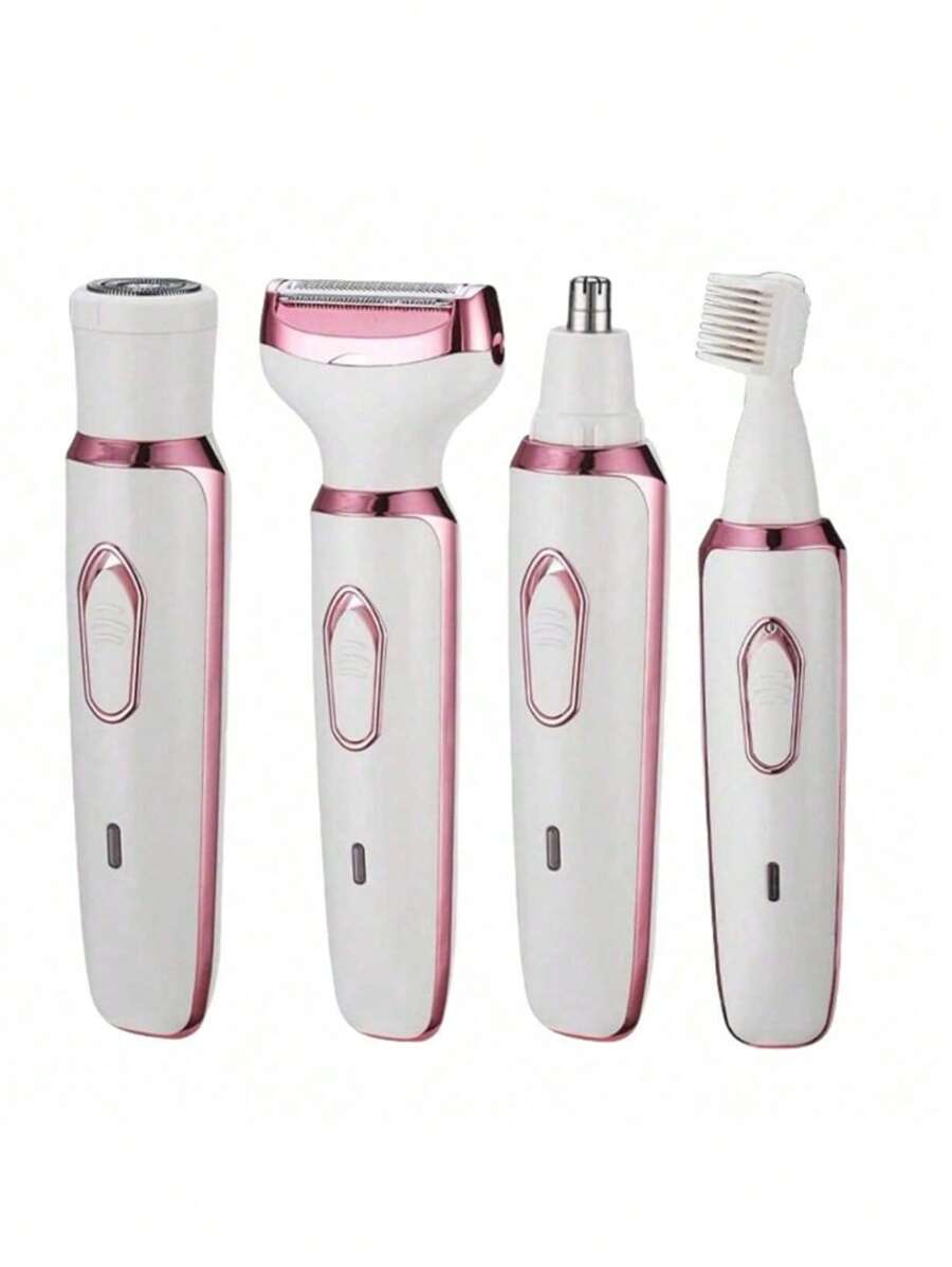 4 合 1 女士丝滑电动脱毛套装 - 干湿两用，USB 充电式，便携，全身使用，包括电动毛发修剪器、比基尼修剪器、眉毛修剪器、鼻毛修剪器 - 便携，温和脱毛 - 完美的女性礼物和母亲节礼物
