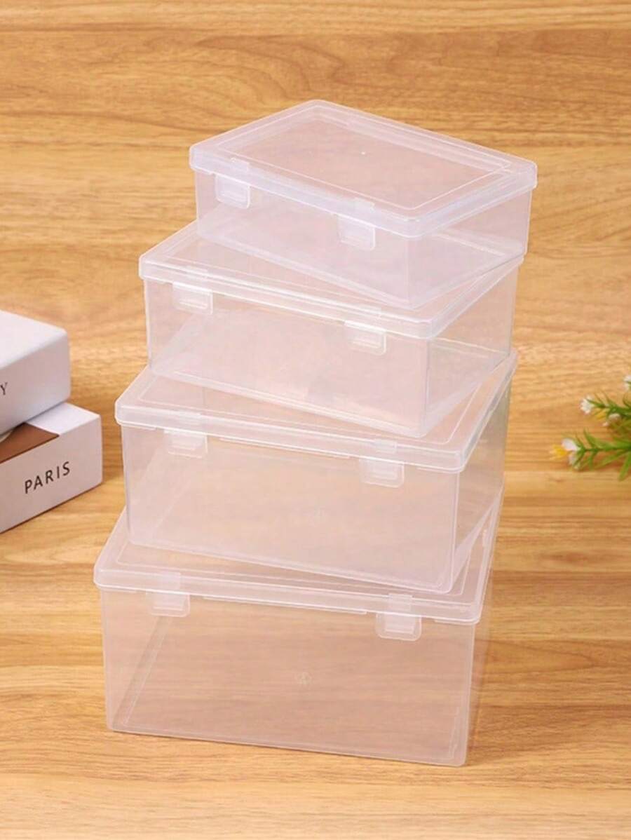1 hộp đựng đồ trang sức, phụ kiện, đồ điện tử, văn phòng phẩm, hộp nhựa trong suốt chia ngăn có nắp lật, hộp đựng đồ trang điểm mỹ phẩm di động cho ngày tựu trường - Trong sáng - Xem 1