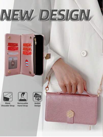 keyunfei محفظة ذات فتحات متعددة للبطاقات، بسير قابل للتعديل، مقبض يدوي وسلسلة كتف، مقاومة للسقوط، سعة كبيرة، غطاء قلاب من جلد PU واقي لهاتف أبل 17 برو/16 إي/16/15/14/13/12/11/برو/إكس/إكس إس/ماكس/إكس آر/8/7 بلس/إس إي، جالاكسي إس25/إس24/إس23/إس22/إس21 بلس، ألترا، إف إي، بيكسل 6أ/7أ/9/9 برو/إكس إل/9أ/90 5جي، نوت 9/10/20، أ70/أ71/أ72/أ73/أ30/أ31/أ32/أ22/أ23/أ24/أ25/أ26/أ20 إس/أ21 إس/أ12/أ13/أ14/أ15/أ16، إكس7/إكس8/إكس8 بي/إكس9 بي، باللون الذهبي الوردي