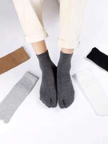 3 Pairs Men's Two Toe Division Socks, Plain Style Socks, Black & White, Spring/Summer - Multicolor - View 4
