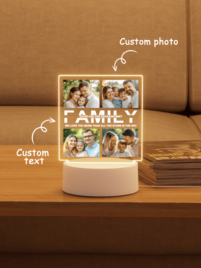 Customized Photo Acrylic Night Light With Printed Picture, Personalized Home Decor As Gift For Best Friend, Birthday, Holiday, Valentine Day, Valentine Day Decor Ornamental Exquisite, High-Quality Custom, Personalized, Unique Ideal Gifts For Her Boyfriend, Girlfriend, Dad, Mom, Family, Friends, Pets, Daughter, School Students, Son For Anniversaries, For Birthdays, For Graduation School, Home, Office