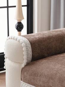 1pc All-Season Warm & Soft Chenille Sofa Seat Cushion Cover, Modern Minimalist Style Dust & Slip Resistant Sofa Slipcover For L-Shaped, 1-4 Seater Sofas, Bedroom, Office, Living Room, Pet Friendly, Machine Washable - Coffee Brown - View 8