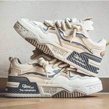 Zapatos planos casuales con suela gruesa para hombres, 2025 nueva temporada, zapatos deportivos antideslizantes para adolescentes, de verano - Beis - Ver 5