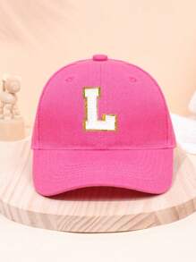 1pc Girl Letter 26 Printed Baseball Cap, Deep Pink, Sun-Protection, Suitable For School Activities And Holiday Gifts, Spring/Summer - Hot Pink - View 27