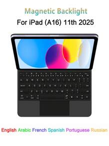 Magic Keyboard For IPad A16 11 Inch 2025 11th 10th Generation Tablet For IPadA16 Ipad11 Magnetic Smart Cover Keyboards Folio Case Compatible With IPad(A16) Tablet A3354, A3355 A3356 Backlit Trackpad - 黑色 - 查看 2