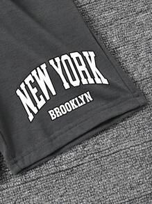 Tween Boy Letter Graphic Print Crew Neck Short Sleeve T-Shirt And Shorts Set