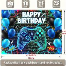 Game Themed Birthday Party Backdrop, Suitable For Gaming Upgrade Birthday Celebrations, Fit For Holiday Parties, Home Decor And Studio Props