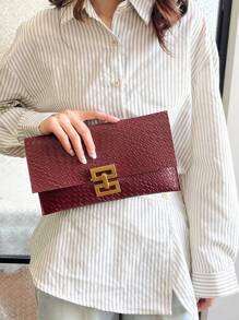 New Small Designer Vintage Alligator Print Envelope Handbag For Women