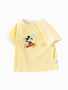 Balabala Baby Girls Disney Short Sleeve T-Shirt, 2025 Summer Baby Girl T-Shirt - Light Yellow - View 4