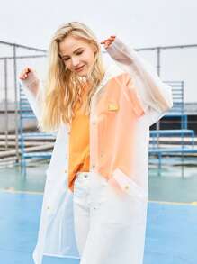 L-Rain Durable TPU Clear Rain Coat For Adults - Women And Men Fashion Hooded Rain Poncho - 白色 - 查看 3