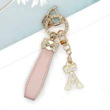 Zinc Alloy Butterfly Decor Car Key Chain With 26 Letter Charms - Personalized Key Chain, Practical And Fashionable