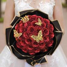 DIY Glitter Roses Bouquet - 24/36 Artificial Red Roses With Glitter, Perfect For Mother's Day, Graduation Bouquet, Anniversaries, Weddings & Engagements