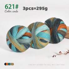 300g Ombre Rainbow Yarn Balls, Multi-Color Long Gradient Dye Wool Yarn For DIY Knitting Crafts, 3pcs/Pack