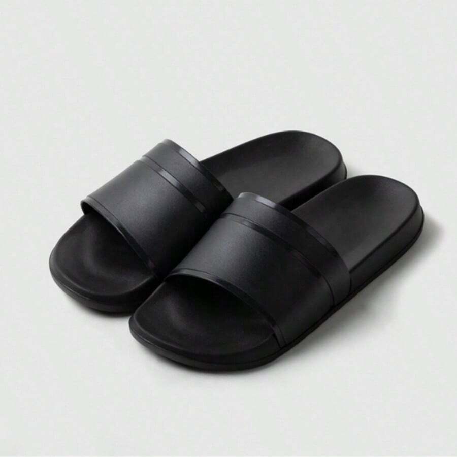 Men's Simple Slip-On Slippers, Summer Indoor Home Quiet Slippers, Non-Slip Bathroom Men's Home Casual Solid Color Sandals (Suggest Ordering One Size Up)