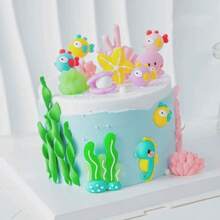 12 Pcs Under The Sea Cake Decoration Ocean Cake Topper Under The Sea Party Supplies Devil Fish, Octopus, Seahorse Cake Decor Under The Sea Theme Birthday Creatuive Party